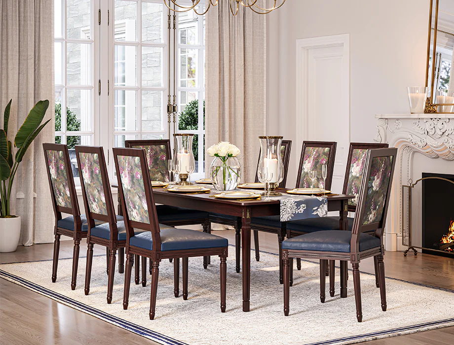 Vintage Floral Back Dining Set