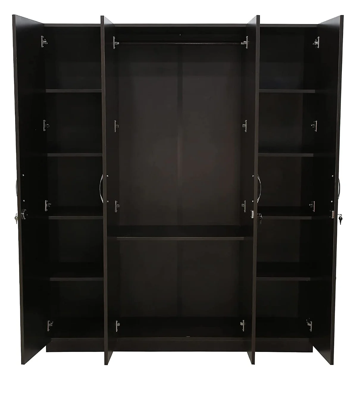 Full Black Four Doors Wardrobe